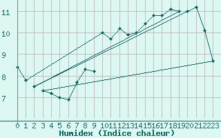 Courbe de l'humidex pour Wiesbaden-Auringen
