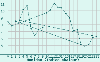 Courbe de l'humidex pour Opole