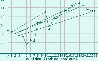 Courbe de l'humidex pour Mullingar