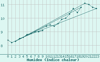 Courbe de l'humidex pour Mumbles