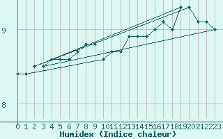 Courbe de l'humidex pour Sulina