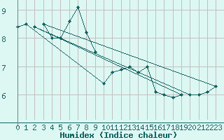 Courbe de l'humidex pour Kleine-Brogel (Be)