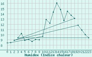 Courbe de l'humidex pour Saint-Bonnet-de-Bellac (87)