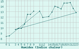 Courbe de l'humidex pour Novo Mesto