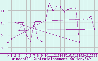 Courbe du refroidissement olien pour Ile Rousse (2B)