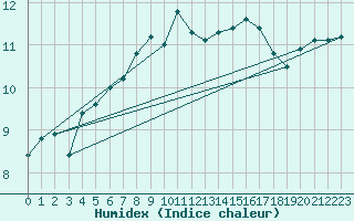 Courbe de l'humidex pour la bouée 62155