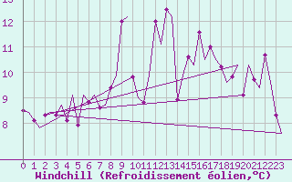 Courbe du refroidissement olien pour Vlissingen