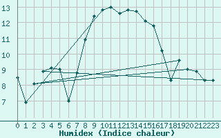 Courbe de l'humidex pour Berkenhout AWS