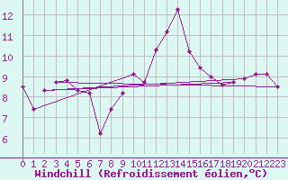 Courbe du refroidissement olien pour Ile d