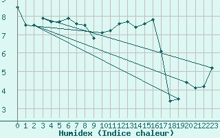 Courbe de l'humidex pour Mumbles