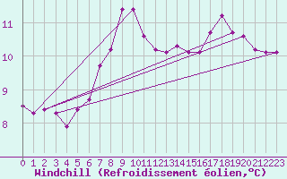 Courbe du refroidissement olien pour Lerwick