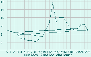 Courbe de l'humidex pour Sarzeau (56)