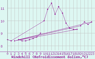 Courbe du refroidissement olien pour Porquerolles (83)