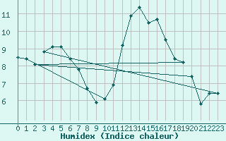 Courbe de l'humidex pour Saverdun (09)