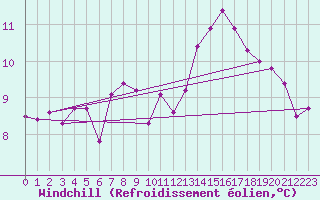 Courbe du refroidissement olien pour Belmullet