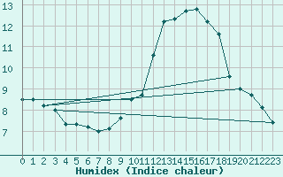 Courbe de l'humidex pour Monte Terminillo