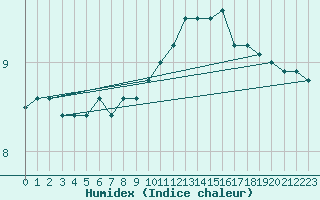 Courbe de l'humidex pour Florennes (Be)