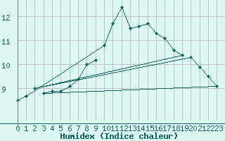 Courbe de l'humidex pour Zurich Town / Ville.