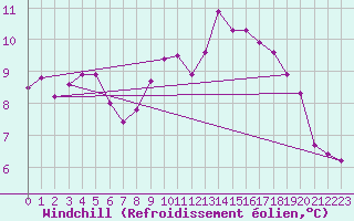 Courbe du refroidissement olien pour Saint-Brieuc (22)