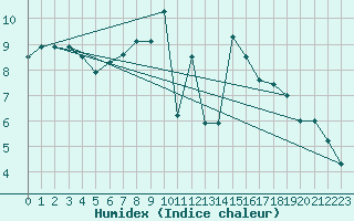 Courbe de l'humidex pour Neuchatel (Sw)