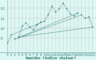 Courbe de l'humidex pour Cherbourg (50)