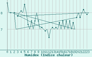 Courbe de l'humidex pour Lelystad