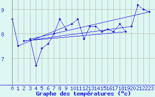 Courbe de tempratures pour Terschelling Hoorn