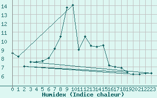 Courbe de l'humidex pour Kojovska Hola