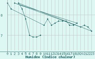 Courbe de l'humidex pour Nuerburg-Barweiler