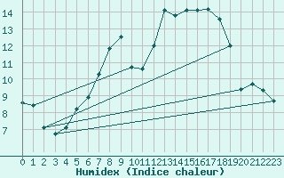 Courbe de l'humidex pour Diepholz