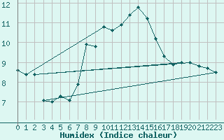 Courbe de l'humidex pour Ble - Binningen (Sw)