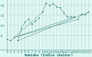 Courbe de l'humidex pour Milford Haven