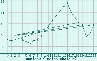 Courbe de l'humidex pour Lyneham