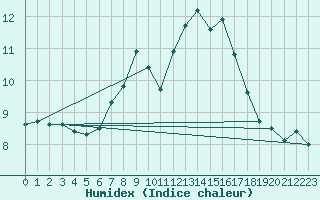 Courbe de l'humidex pour Chaumont (Sw)