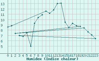 Courbe de l'humidex pour Wielenbach (Demollst