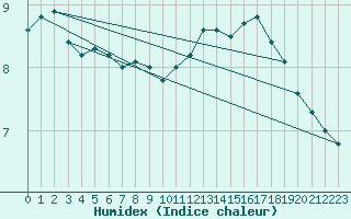 Courbe de l'humidex pour Amilly (45)