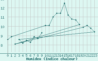 Courbe de l'humidex pour Roncesvalles