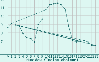 Courbe de l'humidex pour Fichtelberg