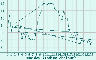 Courbe de l'humidex pour Payerne (Sw)