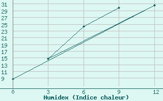 Courbe de l'humidex pour Bol'Sie Uki