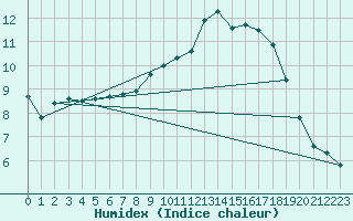 Courbe de l'humidex pour Wdenswil