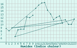 Courbe de l'humidex pour Braunlage