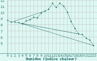 Courbe de l'humidex pour Tomelloso