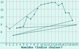 Courbe de l'humidex pour Jomfruland Fyr