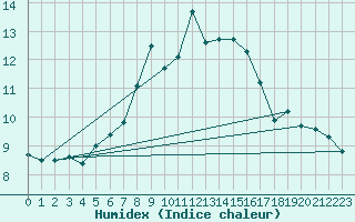 Courbe de l'humidex pour Monte S. Angelo