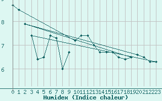 Courbe de l'humidex pour Koszalin