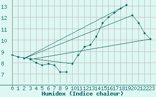 Courbe de l'humidex pour Pointe de Chassiron (17)