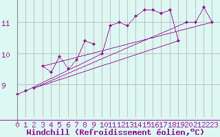Courbe du refroidissement olien pour Trgueux (22)