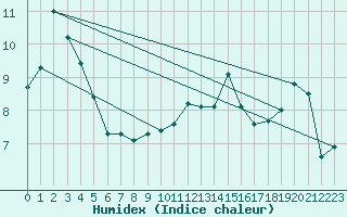 Courbe de l'humidex pour Wdenswil