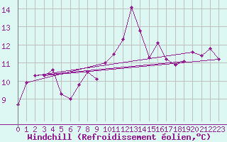 Courbe du refroidissement olien pour Zamosc